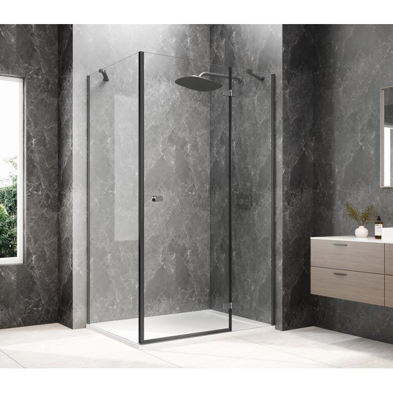 GLOBE GUN METAL obdĺžniková sprchová zástena 1200x800mm, číre sklo, pravé