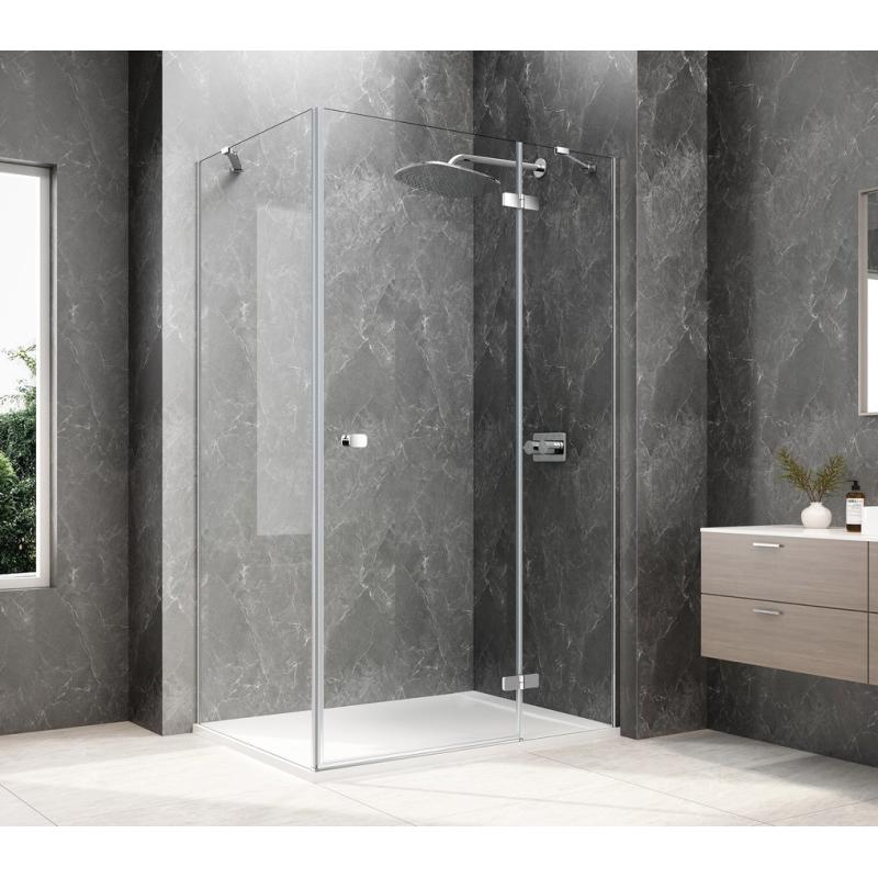 GLOBE CHROME obdĺžniková sprchová zástena 800x900mm, číre sklo, pravé