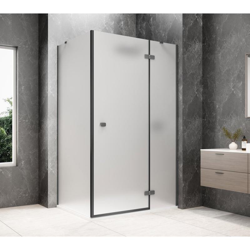 GLOBE GUN METAL obdĺžniková sprchová zástena 1100x900mm, matné sklo, pravé