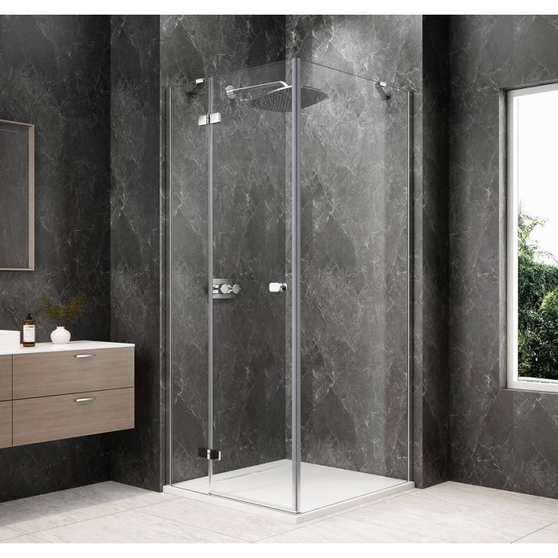 GLOBE CHROME štvorcová sprchová zástena 900x900mm, číre sklo, ľavá