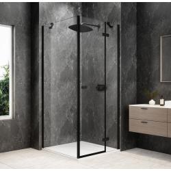 GLOBE BLACK štvorcová sprchová zástena 900x900mm, číre sklo, pravé
