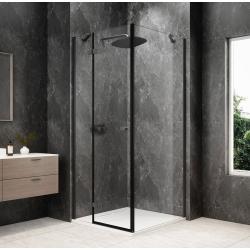 GLOBE GUN METAL štvorcová sprchová zástena 900x900mm, číre sklo, ľavá