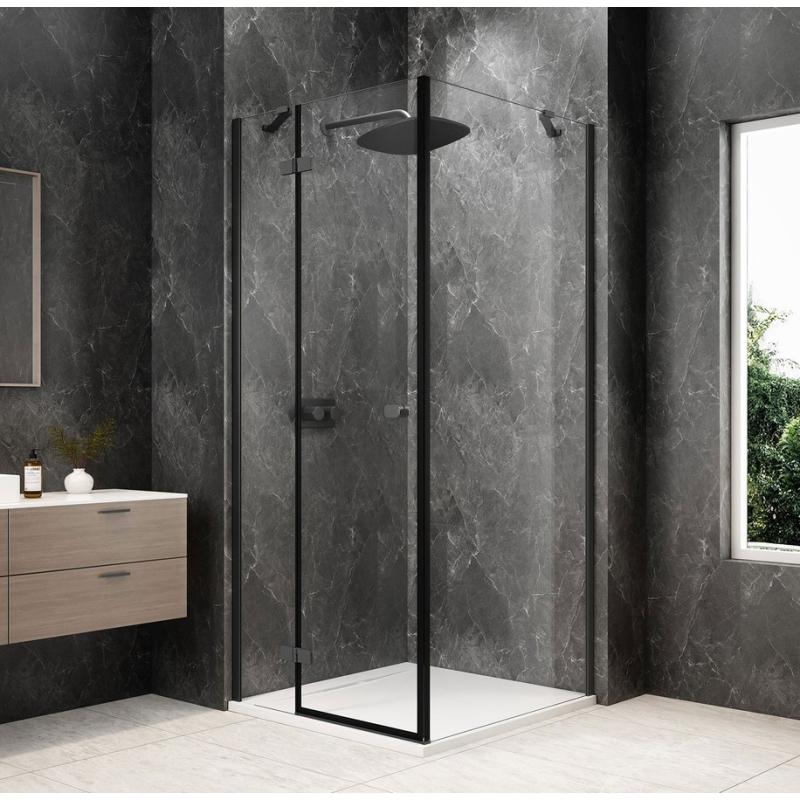 GLOBE GUN METAL štvorcová sprchová zástena 1000x1000mm, číre sklo, ľavá