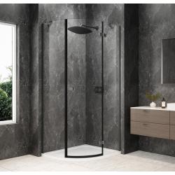 GLOBE GUN METAL štvrťkruhová sprchová zástena 900x800mm, číre sklo, pravé
