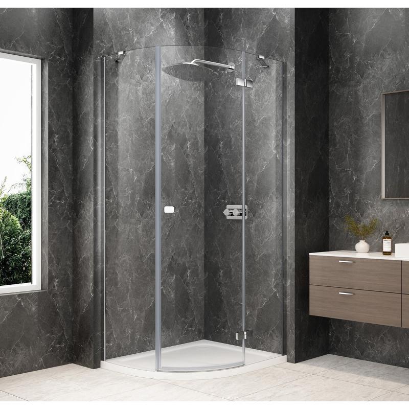 GLOBE CHROME štvrťkruhová sprchová zástena 1000x900mm, číre sklo, pravé