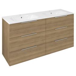 CIRASA umývadlová skrinka 139,6x75x46cm, 3x zásuvka, dub cuneo