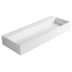 CUBIS umývadlo, liatý mramor, 100x40cm, bez otvoru pre batériu, biela