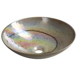 SAND MURANO sklenené umývadlo na dosku, priemer 41cm, sand