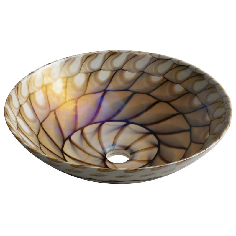 CARAIBI MURANO sklenené umývadlo na dosku, priemer 41cm, ivory/hnedá