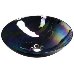 DECORA NERO MURANO sklenené umývadlo na dosku, priemer 41cm, čierna