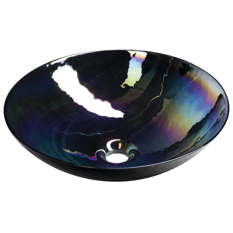 DECORA NERO MURANO sklenené umývadlo na dosku, priemer 41cm, čierna