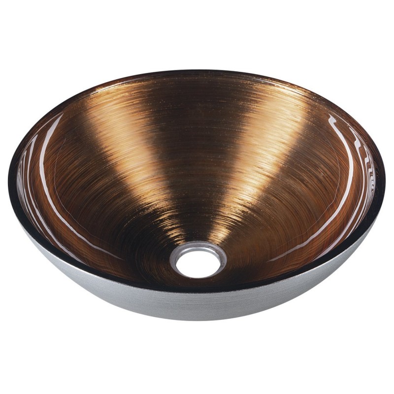 MURANO WENGE sklenené umývadlo 40x14cm, meď/strieborná