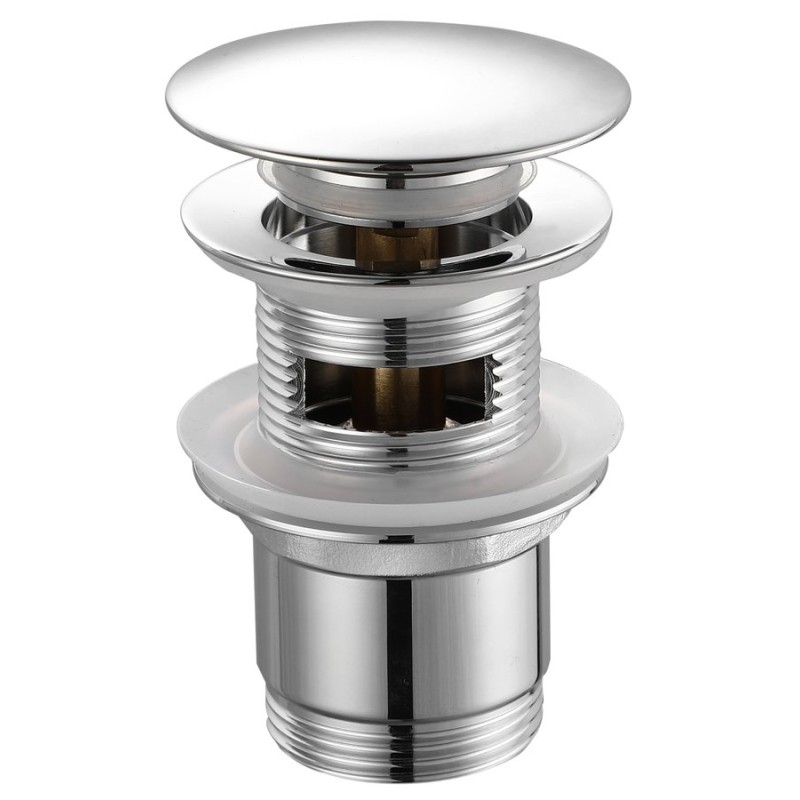 Umývadlová výpust 5/4", click-clack, veľká zátka, tl.30-45mm, chróm