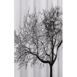Sprchový záves 180x200cm, polyester, čierna/biela, strom