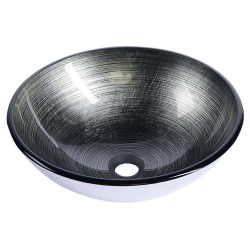 DAMAR sklenené umývadlo priemer 42 cm, tmavo šedá/strieborna