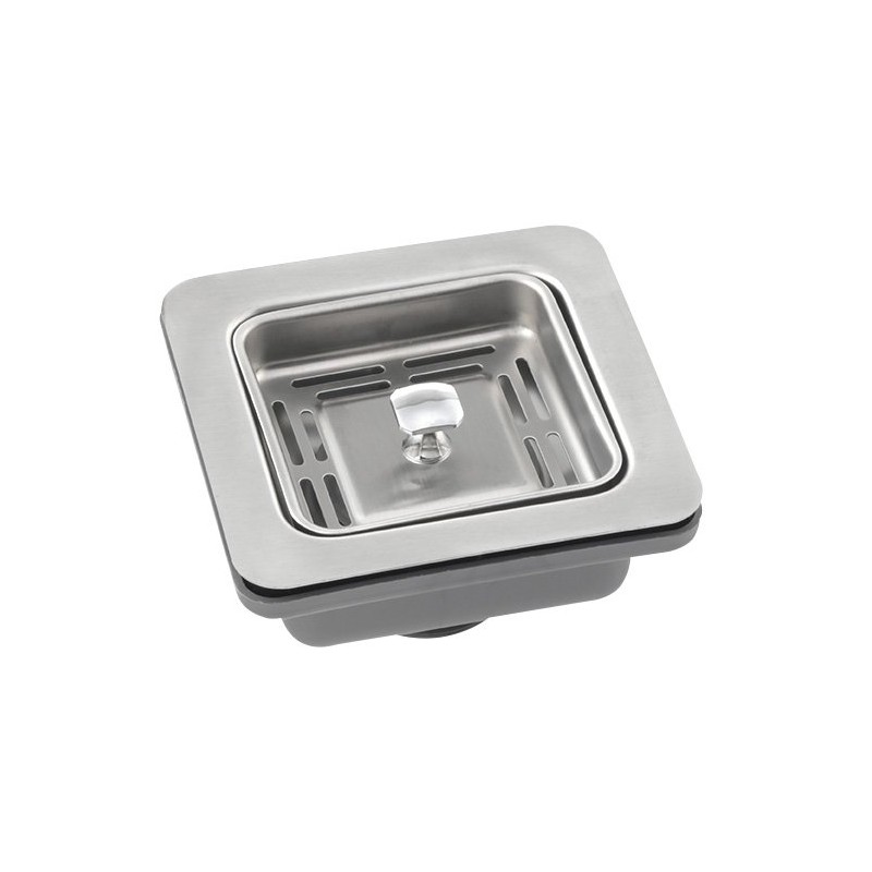 Drezová hranatá výpusť 6/4“, nerezová mriežka 114x114 mm