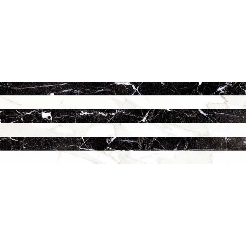 CARRARA Relieve Stripe Albinegro Brillo G 20x60 (bal1,20 m2)