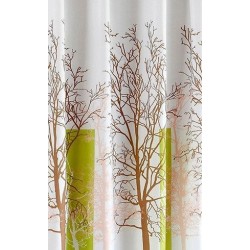 Sprchový záves 180x180cm, polyester, biela/zelená, strom