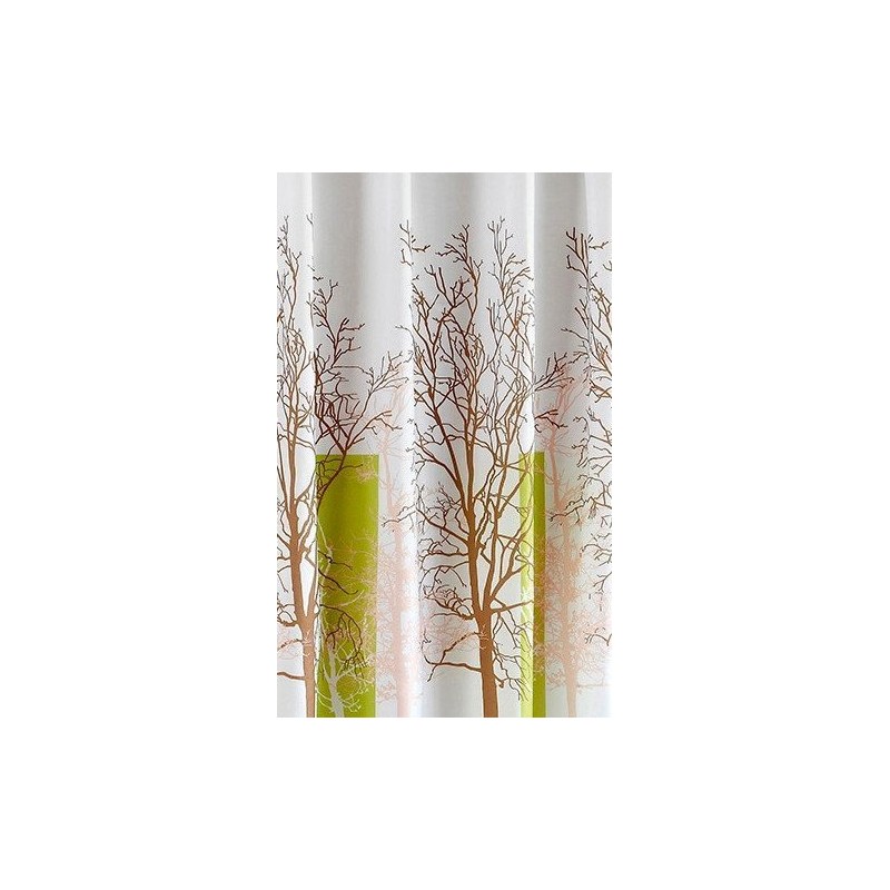 Sprchový záves 180x180cm, polyester, biela/zelená, strom