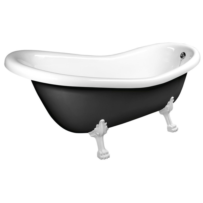 RETRO voľne stojaca vaňa 169x75x72cm, nohy biele, čierna/biela