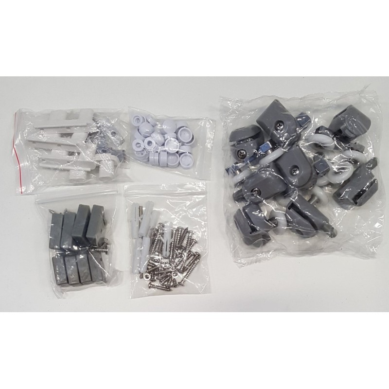 ARLEN ALAIN montážna sada (8 ks pojazdy, dorazy, 4ks držiak skla, spojky profilov, skrutky, krytky)