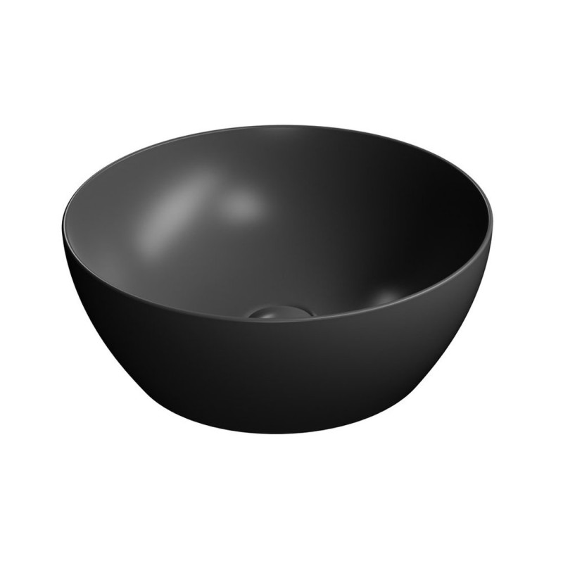 PURA keramické umývadlo na dosku, priemer 42 cm, čierna matná