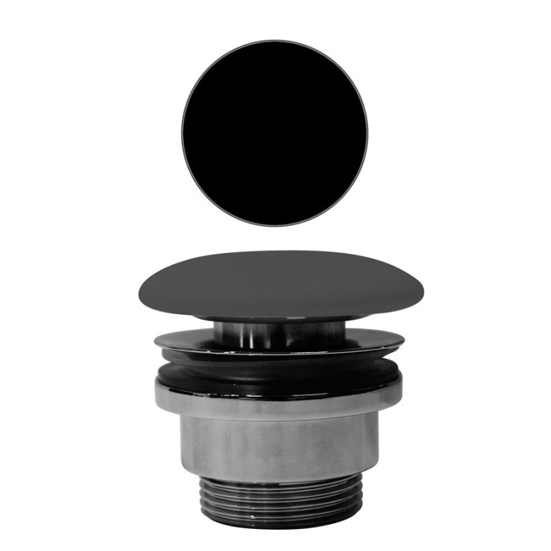 GSI umývadlová výpust 5/4", neuzatvárateľná, tl.5-65 mm, keramická krytka, čierna mat
