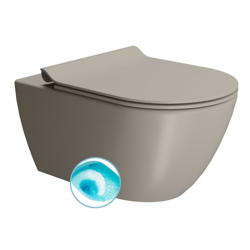 PURA závesná WC misa, Swirlflush, 55x36 cm, tortora dual-mat