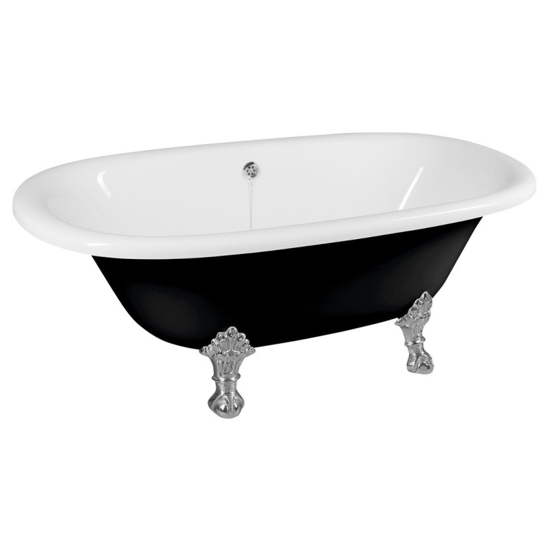 REGATA voľne stojaca vaňa 175x85x61cm, nohy chróm mat, čierna/biela