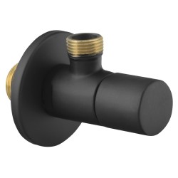 Rohový ventil s rozetou, guľatý, 1/2"x 3/8", čierna matná