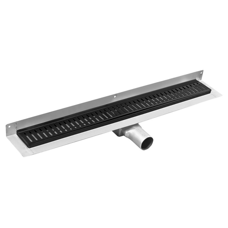 MANUS BLACK nerezový sprchový kanálik s roštom ONDA, k stene, 650x112x55 mm