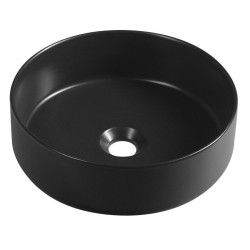 INFINITY ROUND keramické umývadlo na dosku, priemer 36x12 cm, čierna mat