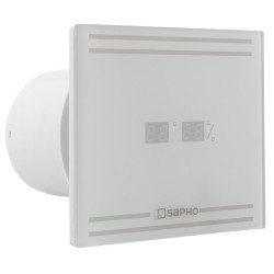 GLASS kúpeľňový ventilátor axiálny s LED displejom, 8W, potrubia 100mm, biela