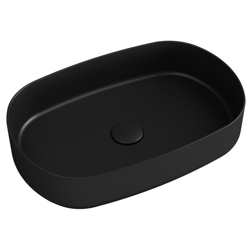 INFINITY OVAL keramické umývadlo na dosku, 55x36 cm, matna čierna