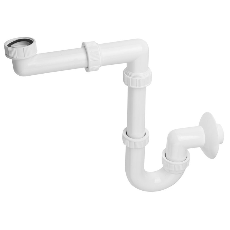 Umývadlový sifón šetriaci miesto, 5/4", DN40, biely