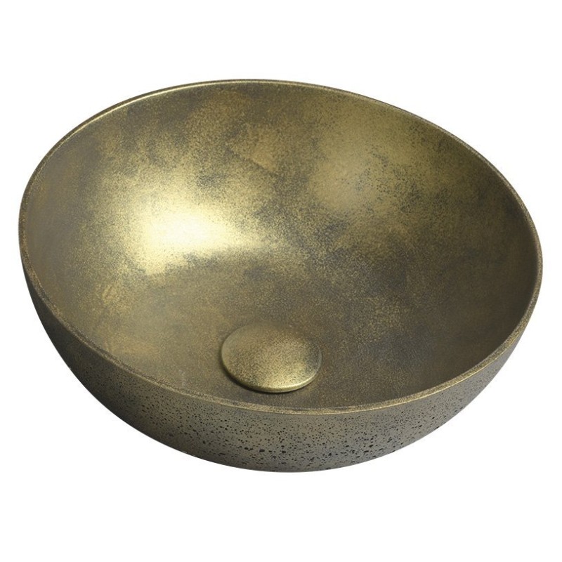 FORMIGO betónové umývadlo, priemer 39 cm, zlatá