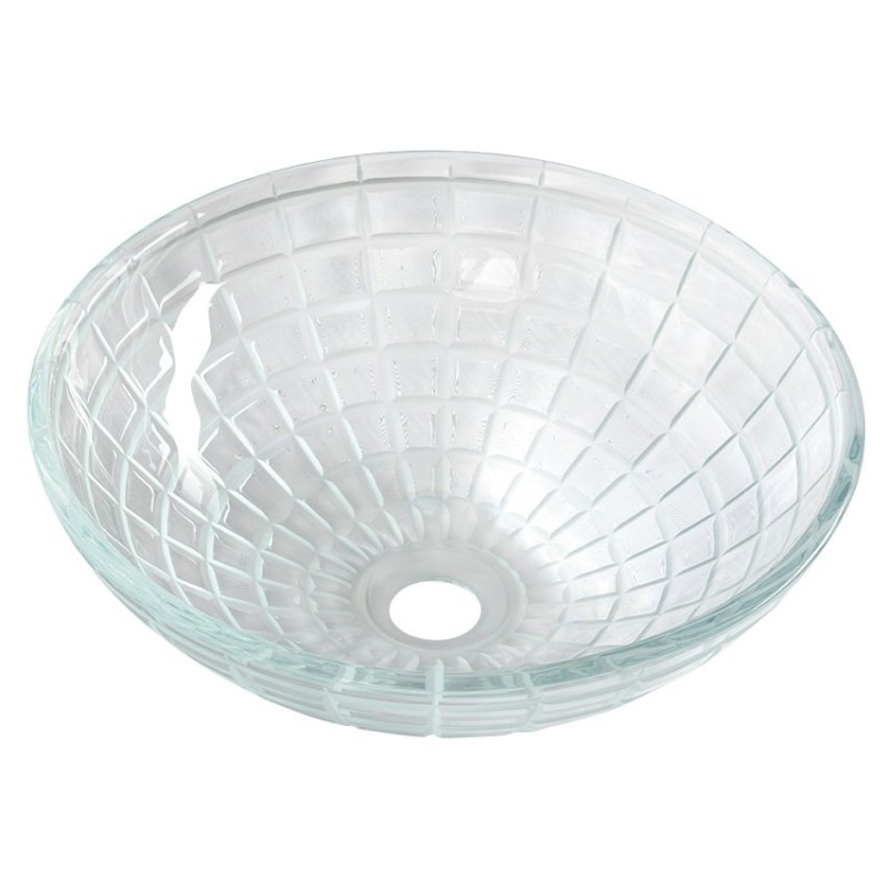 TOSEMI sklenené gravírované umývadlo, priemer 42 cm, čirá