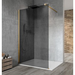 VARIO GOLD jednodielna sprchová zástena na inštaláciu k stene, dymové sklo, 700 mm