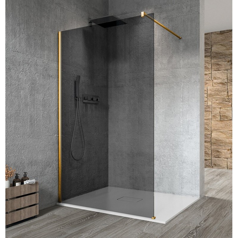 VARIO GOLD jednodielna sprchová zástena na inštaláciu k stene, dymové sklo, 1200 mm