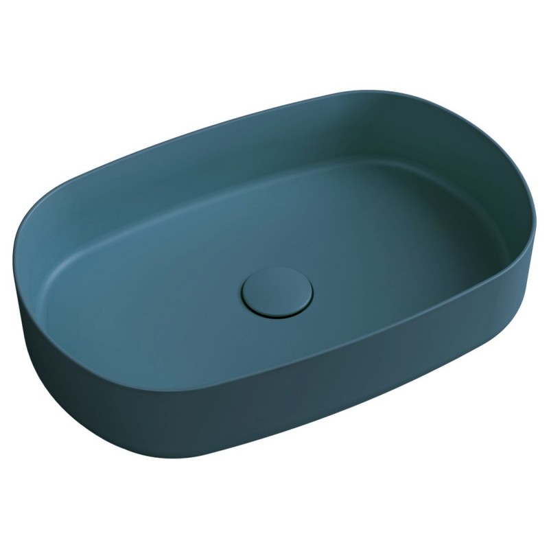 INFINITY OVAL keramické umývadlo na dosku, 55x36 cm, matná zelena Petrol