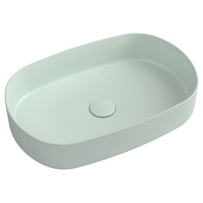 INFINITY OVAL keramické umývadlo na dosku, 55x36 cm, zelena mint
