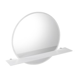 VISO guľaté zrkadlo s LED osvetlením a policou, ø 70cm, biela mat