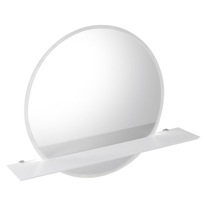 VISO guľaté zrkadlo s LED osvetlením a policou, ø 80cm, biela mat