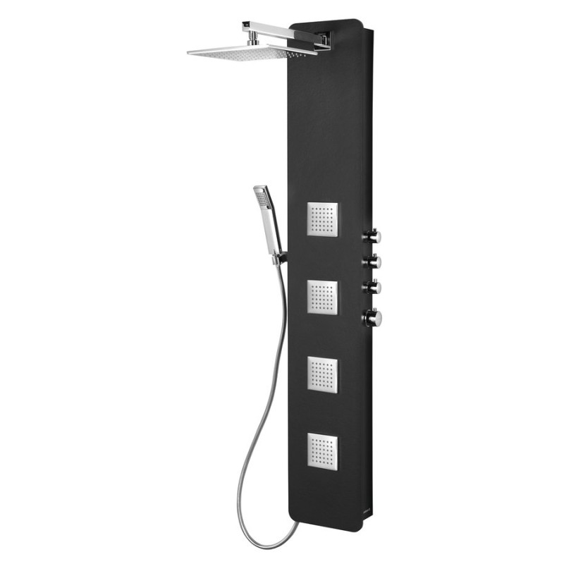 SPIRIT SQUARE sprchový panel s termostat. batériou 250x1550mm, nástenný, čierna
