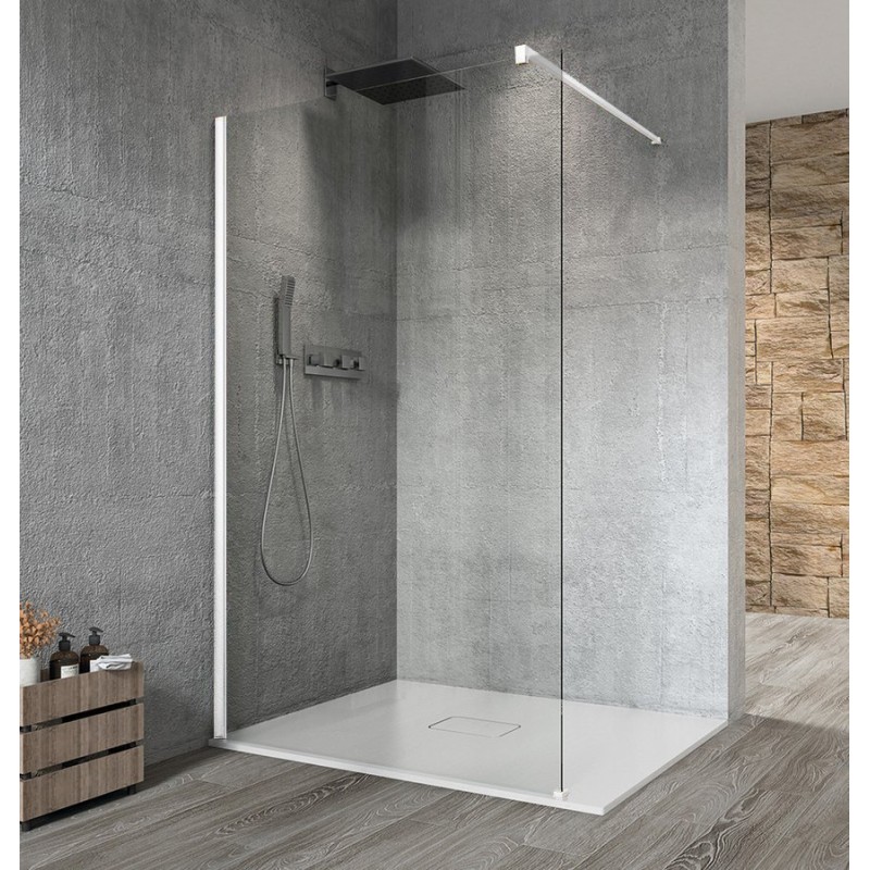VARIO WHITE jednodielna sprchová zástena na inštaláciu k stene, číre sklo, 900 mm