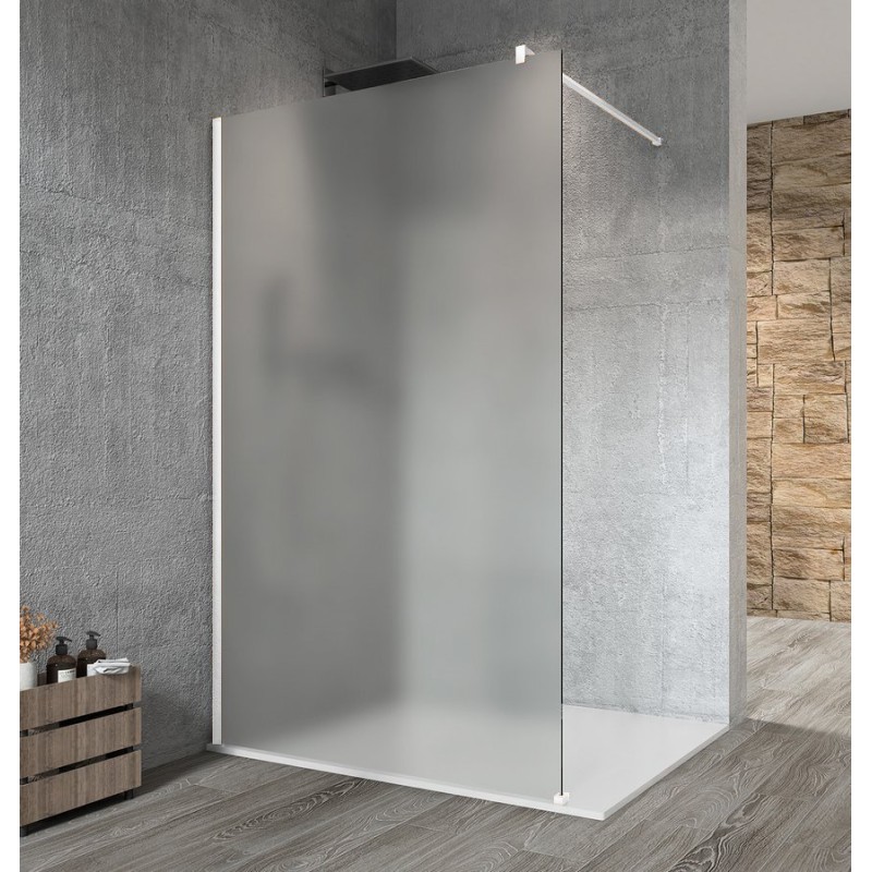 VARIO WHITE jednodielna sprchová zástena na inštaláciu k stene, matné sklo, 1100 mm