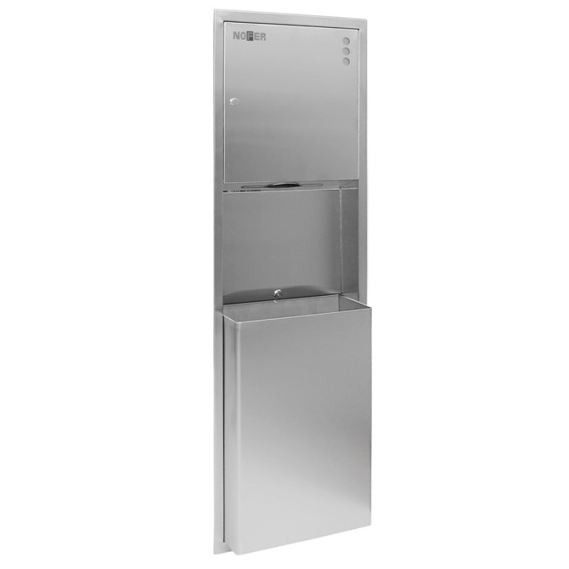 Zabudovaný zásobník na papierové uteráky a odpadkový kôš 45l 365x1375x108 mm, nerez