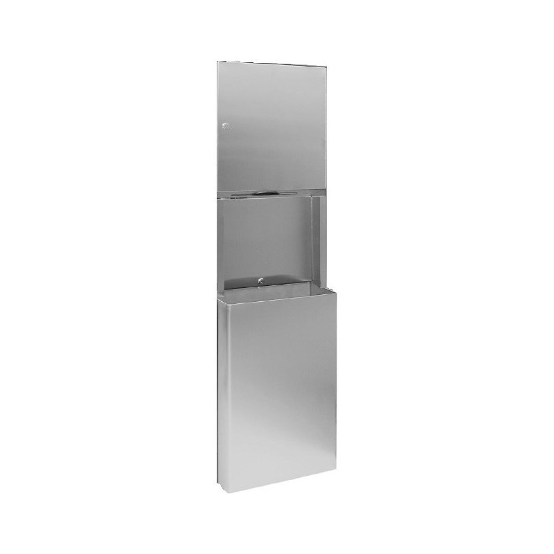 Zabudovaný zásobník na papierové uteráky a odpadkový kôš 45l, 438x1371x98 mm, nerez