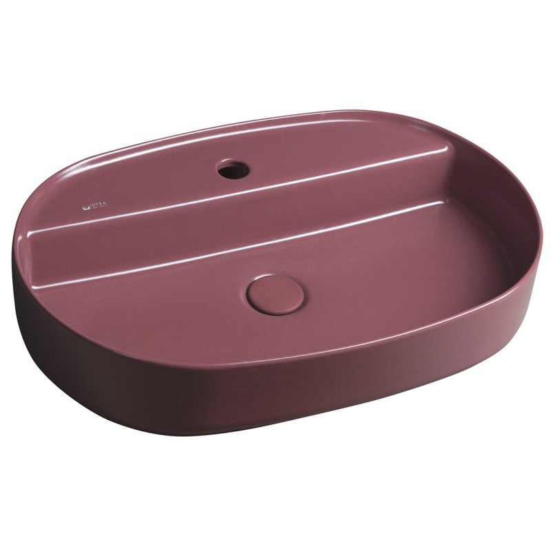 INFINITY OVAL keramické umývadlo na dosku, 60x40 cm, matná Maroon Red