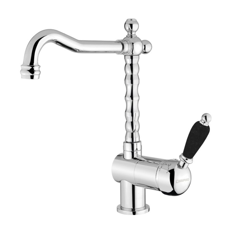 KIRKÉ BLACK stojanková drezová batéria, čierna páčka, chróm